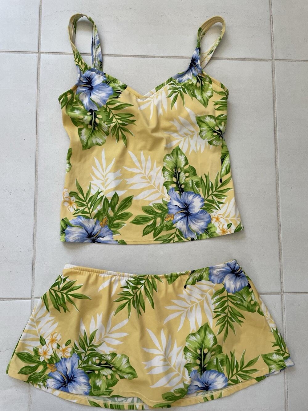 Jantzen Swim Bikini Swimsuit Multicolor Floral Swimskirt FLAW